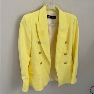 Zara Lemon Double-Breasted Blazer
